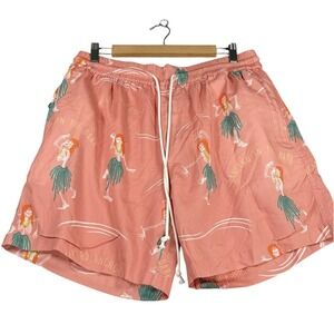 Lifted Anchors Hula Skeleton Swim Trunks Pink Medium Mesh Lined Beach Shorts NWT